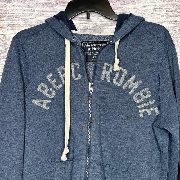 Abercrombie & Fite Men's Blue Gray Hooded Zip Up Sweatshirt Jacket Size XS - Picture 10 of 13